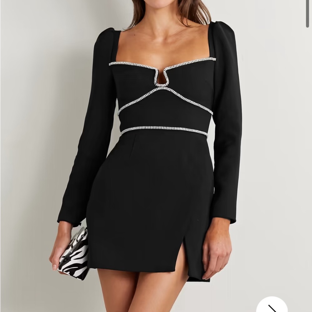 Self Portrait Black Crepe Mini Dress